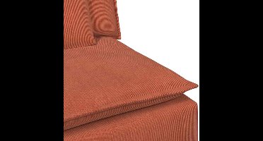 Modulaire Bank – Bankstel – Hoekbank – Zithoek – Segmentbank – Comfortabele Corduroy Bekleding – Stevig Metalen Frame – Rood-Oranje Middenmodule