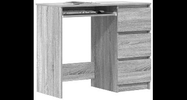 Bureau – Computerbureau – Studietafel – Werkplekmeubel – Tafel – Grijs – Compact Formaat 90x45x76 cm – Stevig Houtmateriaal met Opberglades