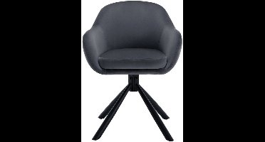 Stoel - Eetkamerstoelen - Eetkamerstoelen set van 2 – Eetkamerstoelen met armleuning - Gestoffeerde - Ergonomische Stoelen - 360° draaime - Woonkamer - Donkergrijs Chenille