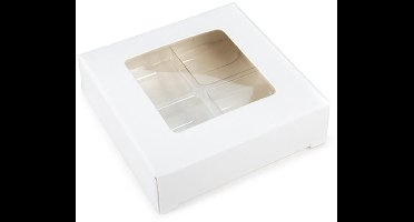 Kraft Dozen Wit Voor Handgemaakt Snoep, Vierkante insert 7x2.1x6.8cm (25 stuks)