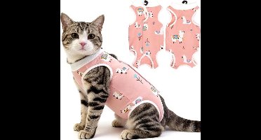 1 stuk katten dierenkleding - herstelpak voor katten na een buik- of sterilisatiewond, ademend pak voor vrouwelijke katten na een operatie, alternatief voor de kraag, anti-lik-S