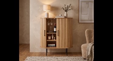 Wijnkast Nola eikenhout - Naturel - 100x40x118 cm