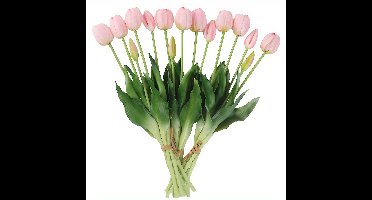 Real Touch Tulips - Ligth Pink - Real Touch Tulpen - Licht Roze - Tulpen - Kunstbloemen - Kunst Tulpen - Kunst Boeket - Tulp - 40 CM - Zijden Bloemen - Latex Bloem - Bruiloft - Voorjaar - Lente