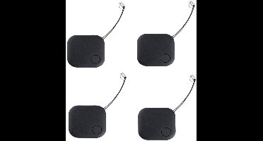 Oneay Set van 4 vierkante sleutelhangers met polsbandje, draagbaar anti-verlies/diefstal apparaat, objectzoeker (zwart), ideaal om uw spullen gemakkelijk terug te vinden.