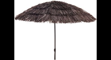 Pro Beach Strand / tuin Parasol Hawaii - D170 cm - donkerbruin - kantelbaar/opvouwbaar - verstelbaar - raffia stijl