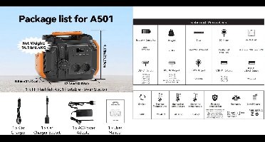 Power Station – Draagbare Accu – Noodstroomvoorziening – Batterij Pack – Outdoor Oplader – 500 Watt Vermogen – Snelle Type-C USB 60W