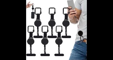 6 stuk anti-diefstal telefoonkoord - uitschuifbare anti-diefstal telefoonhouder met uittrekbare sleutelhanger, telefoonkoord met karabijnhaak, telefoonaccessoires voor reizen en wandelen