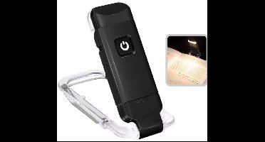Oplaadbaar LED-boeklampje met clip – Dimbaar bladwijzerlampje met 3 helderheidsniveaus voor oogbescherming – Draagbare leeslamp voor op reis, zwart