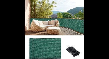 Privacyhekwerk, donkergroen balkonscherm, UV-bescherming, weerbestendig, 1,5 m hoog scherm voor terras, patio, achtertuin, buitenzwembad, veranda, balustrade, 3 m lang