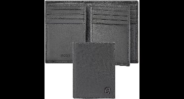 HUGO BOSS Leren kaarthoes Double B Card Case Saffiano Grey grijs