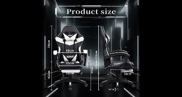 Gamingstoel – Gamestoel – Gaming Chair – Bureaustoel – Game Stoel – Ergonomisch Design – Verstelbare Lendensteun & Draaibare Hoofdsteun – Rood Kunstleer – Hoog Zitcomfort