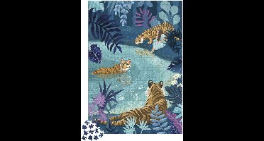 Janod Kidult Puzzel - Tijgers Bij Maanlicht - 1000 Stukjes - Geschikt Vanaf 9 Jaar