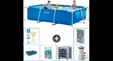 Intex Rechthoekig Frame Zwembad - 300 x 200 x 75 cm - Blauw - Inclusief Afdekzeil - Speelgoed - Warmtepomp - Zwembadfilterpomp - 7-delig