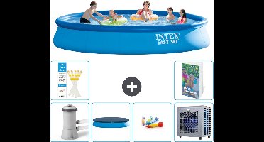 Intex Rond Opblaasbaar Easy Set Zwembad - 457 x 84 cm - Blauw - Inclusief Pomp Afdekzeil - Speelgoed - Warmtepomp - 7-delig