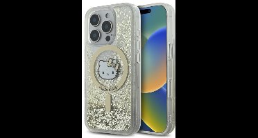 Hello Kitty Serie - Hoes voor iPhone 16 Pro - Wit Goud - MagSafe - Glittereffect