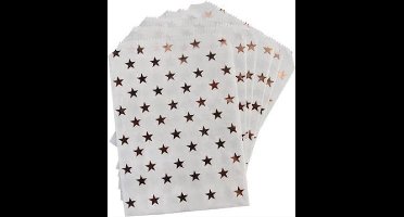 New Age Devi - Traktatiezakjes - Uitdeelzakjes - Verjaardagzakjes - Feestzakjes - Snoepzakjes, versierd met een schitterende Rosé Gouden Ster - 13x18 cm.