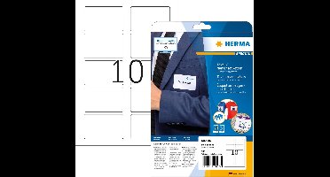 HERMA 4587 naamelabels A4 afneembaar (80 x 50 mm, 10 velles, acetaatzijde) zelfklevend, bedrukbaar, residu-vrije wijderable naamlabels, 100 etiketten voor printer, wit