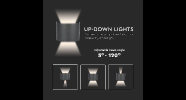 V-TAC VT-756-B-N LED Ronde Wandlamp - Bridgelux - IP65 Waterdicht - Zwart - 5W - 700 Lumen - 3000K