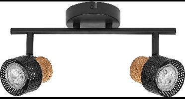 LEDVANCE DECOR SPOT CORK, 2 x 3,4W, 460lm, zwart, spot, verstelbare koppen, veelzijdig gebruik, interieurspot, vervangbare ledlampen, warm witte lichtkleur, GU10
