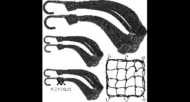 Nevolis Bagagebanden Fietsenrek - Robuuste Bungee-riemen - Elastische Banden met Schuifgesp - Motorbagagenet - Elastische Band Fiets Motorhelm Bagage .