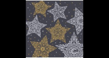 Duni servetten Snow Stars Black - 33x33cm