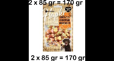 ** 2 X ** Flamingo Hapki- hondensnacks - koekjes met kip - 85 gr GLUTENVRIJ - 2 x 85 gr = 170 gr