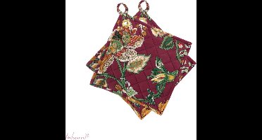 Imbarro - Pannenlappen - Potholders - Romee - Dark Red - set of 2 - 100% Katoen