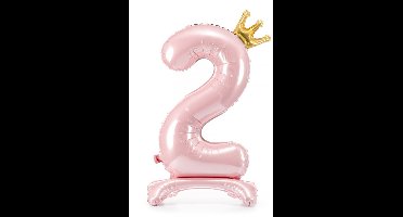 Staande folieballon metallic licht roze leeftijd 2