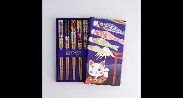 Tokyo Design Studio – Children Chopstick Giftset/5 – Lucky Cats & Koinobori
