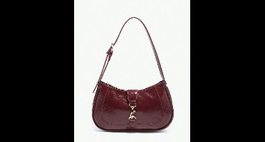 Minimalistische Halve Maan Schoudertas – Vintage Crescent Bag met Verstelbare Band – Compacte Crossbody - Bordeaux