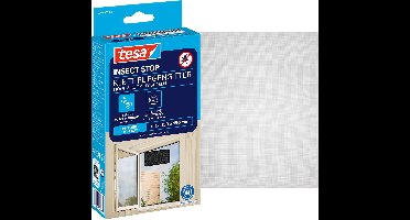 tesa INSECT STOP H&L Fly Screen for Window - hor met klittenband, op maat snijden, zonder boren - 1 net - 130 x 150 cm - antraciet (transparant)