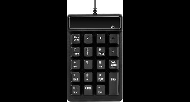 USB-numeriek toetsenbord, waterdicht en stil, met 19 toetsen, inclusief mini-USB-kabel, geschikt voor laptops en Windows-systemen.