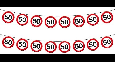 Folat Slinger - 2x - 50 jaar - stopborden - 10 meter - papier - 50e verjaardag versiering - Abraham - Sarah - jubileum feestartikelen