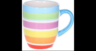 Secret de Gourmet Koffiemokken Curacao - 1x stuks - Keramiek - multi kleuren blauw - 300 ml - 8 x 11 cm - Luxe uitstraling