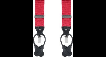 Bretel Zijde Rood S17A - Stevige Clips - Heren / Unisex - Luxe cadeauverpakking - Volwassenen