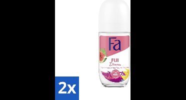 2 x Fa - Deodorant Roller - Fiji Dream - Watermeloen & Ylang Ylang - 48 uur Bescherming - 50 ml - 48 Uur Bescherming - Deodorant Roll-on - Watermeloen Geur - Ylang Ylang Geur - Huidvriendelijk