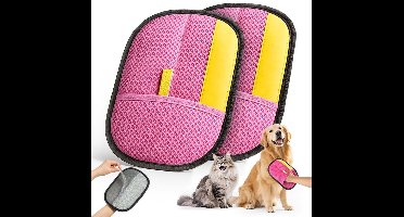 2 Paar Extra Dikke Handschoenen Met Statische Elektriciteit Voor Het Verwijderen Van Dierenharen - Herbruikbaar, Geschikt Voor Katten En Honden, Maar Ook Voor Het Verwijderen Van Haren Van Banken, Meubels, Tapijten, Autostoelen En Kleding, Roze