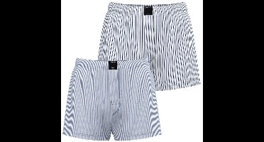 Björn Borg heren cotton stretch 2P wijde boxershorts stripe blauw & wit II