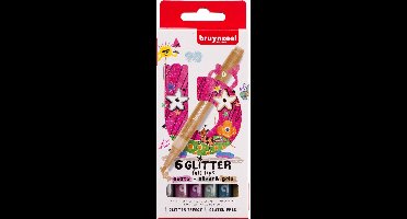 Viltstift bruynzeel kids 6 glitterkleuren | 6 stuks