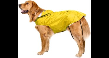 Oneay Regenjas voor honden, waterdicht, gevoerd, ultralicht, ademend, met reflecterende strepen, regenjas met capuchon, maat 5XL