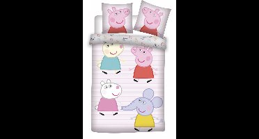 Peppa Pig peuterdekbedovertrek George Emily en Suzy 100 x 135 cm - Katoen
