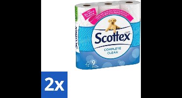 2 x Page Scottex – Toiletpapier – Complete Clean 2-laags – 9 rollen - Toiletpapier - Schone Reiniging - Zachte Lagen - 3D Wave™ - 2-laags