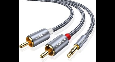 3.5mm Jack naar 2 RCA Kabel Stereo Audio AUX Verloopkabel voor TV, PC, Telefoon & Versterker - 1.2M