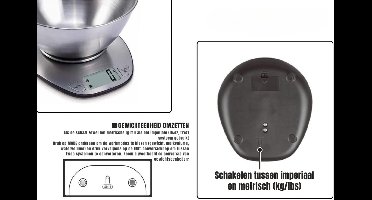 RVV® Keukenweegschaal digitaal met kom - Keukenweegschaal - Keukenweegschaal digitaal - Zilver - 20cm x 18cm x 4cm