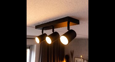 HOFTRONIC - Lark LED Plafondspot 3 Lichts - Modern - GU10 Fitting - Zwart - IP20 - Plafondlamp 3 lichts - Kantelbaar & Draaibaar - Voor hal, woonkamer, slaapkamer en zolder - Vierkant