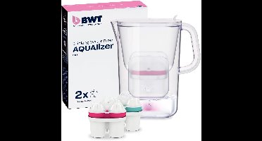 BWT Waterfilterkan AQUAlizer + 1 Zink & 1 Magnesium Waterfilter | Verwijdert kalk, chloor, lood & koper | 120 L per cartridge | Handmatige vervangingsindicator | BPA‑vrij | Past in koelkastdeur | Geschikt voor thee, koffie & koken