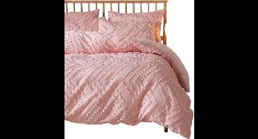 3-Delige Dusty Pink Reversible Tufted Dekbedovertrekset — Warm & Romantisch - 200x200cm