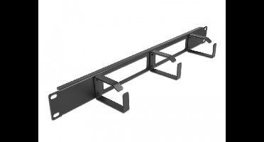 19 ″ kabelbeheerrouteringspaneel met 2 openingen en 3 haken 1u zwart
