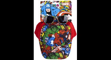 Avengers-zonnebrillen en honkbalpetset
