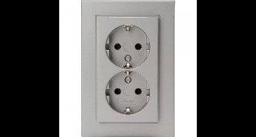 Kopp HK07 wandcontactdoos 2-voudig geaard - per 3 stuks - staal (958247001) - wandcontactdoos